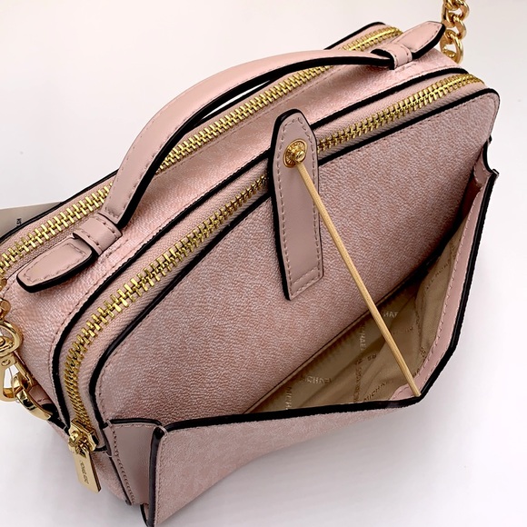 MICHAEL KORS JET SET ITEM MEDIUM DOUBLE ZIP PHONE XBODY LIGHT POWDER BLUSH MULTI - Picture 8 of 16